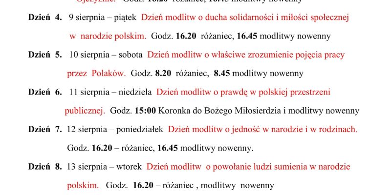 Nowenna przed Uroczystością Wniebowzięcia NMP